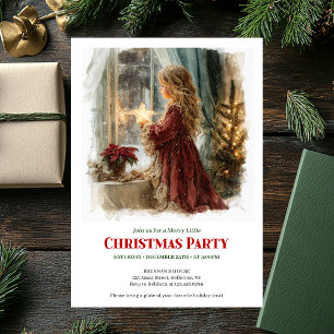 Festive little girl holding shining star printable invitation