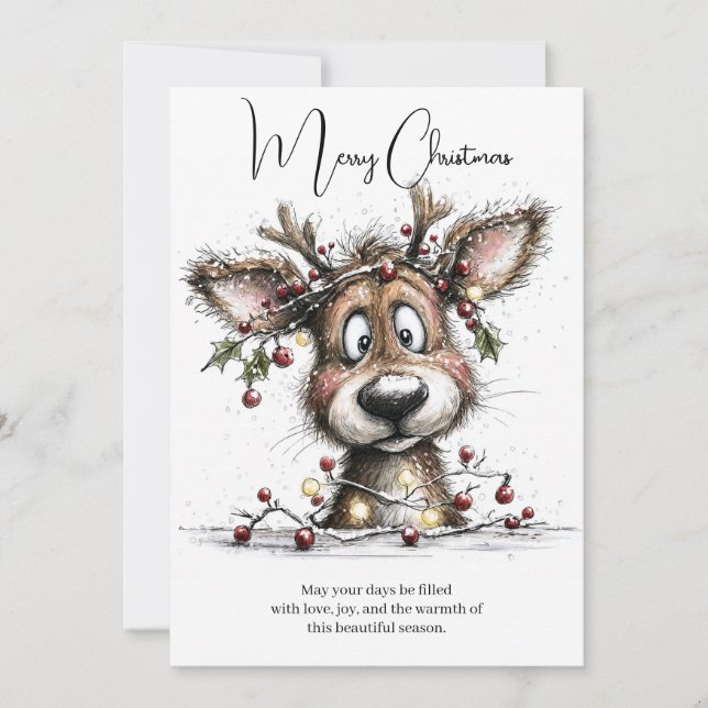 Festive Little Reindeer Holiday Card (Front)