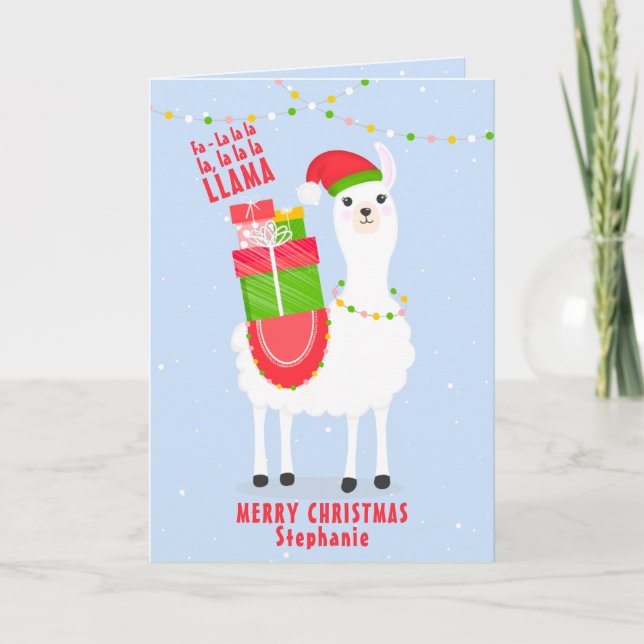 Festive Llama Christmas Holiday Card (Front)