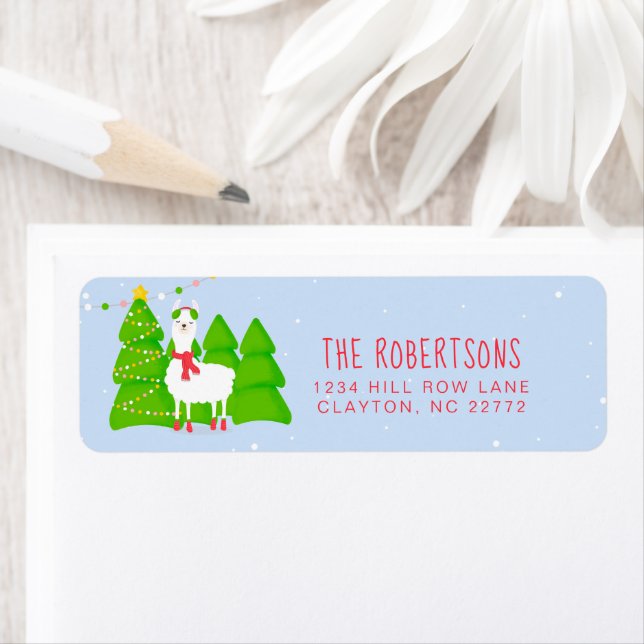Festive Llama Christmas Label (Insitu)