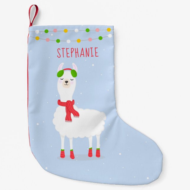 Festive Llama Christmas Small Christmas Stocking (Front)