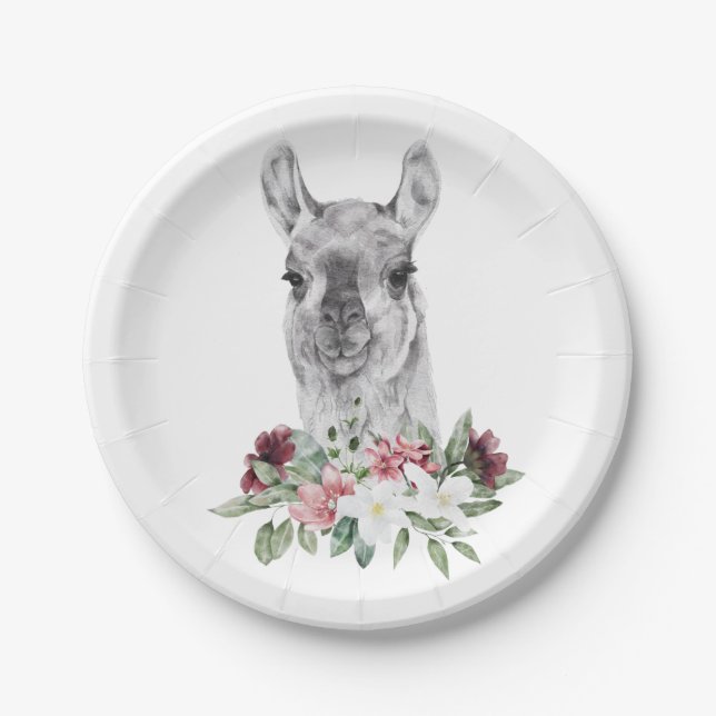 Festive Llama Paper Plates - Party Ready (Front)