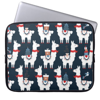 Festive Llamas: Christmas Pattern Delight Laptop Sleeve