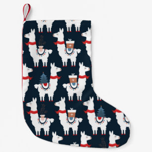 Festive Llamas: Christmas Pattern Delight Small Christmas Stocking