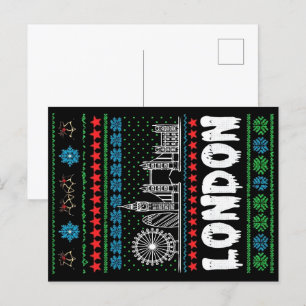 Festive London United Kingdom Ugly Christmas Postcard