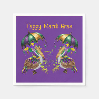 Festive Louisiana Pelican Mardi Gras Napkin