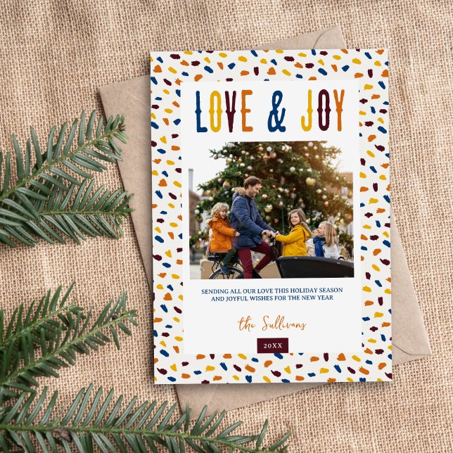 Festive Love and Joy 4 Photo Holiday Card (Creator Uploaded)