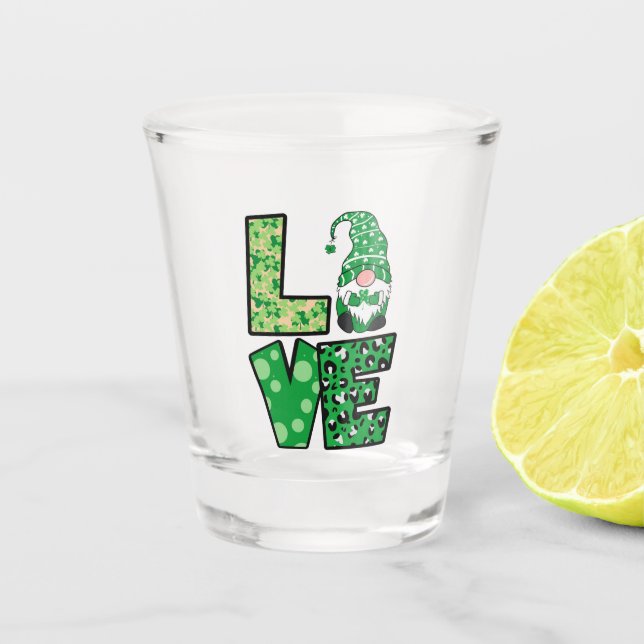 Festive Love Gnome Shot Glass (Front)
