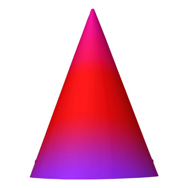 Festive Magenta Red Purple Ombre Funny Party Hat (Front)
