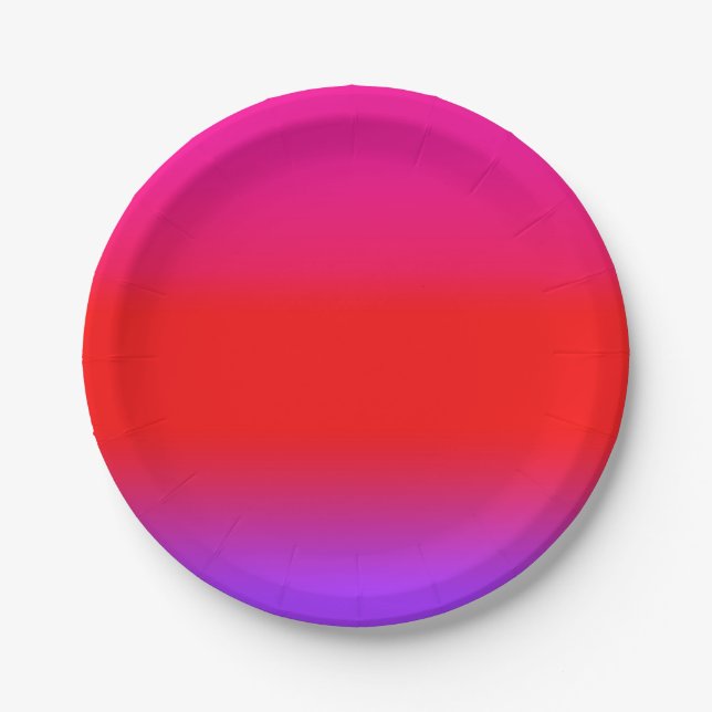 Festive Magenta Red Purple Ombre  Paper Plate (Front)