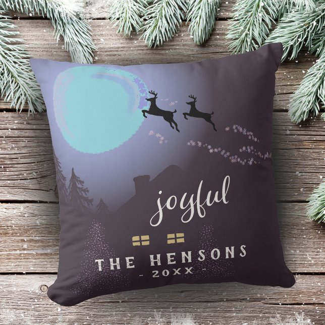 Festive Magical Deer Christmas Night Holiday Cushion (Creator Uploaded)
