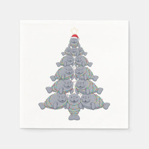 Festive Manatee Christmas Tree with Magical Ocean Napkin