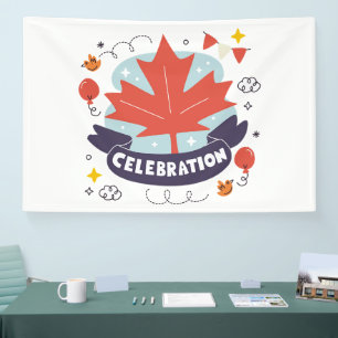 Festive Maple Leaf Celebration Banner