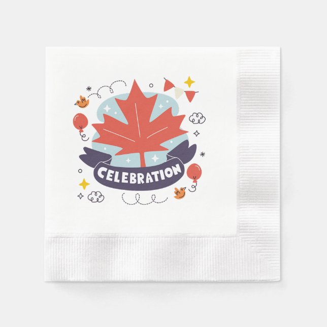 Festive Maple Leaf Celebration Napkin (Front)