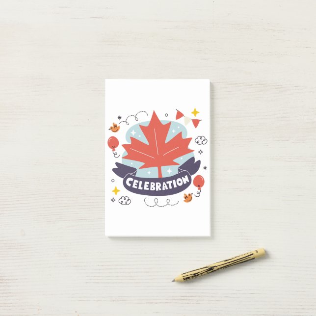 Festive Maple Leaf Celebration Post-it Notes (On Desk)