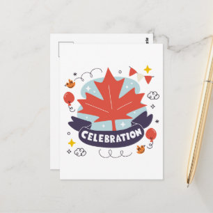 Festive Maple Leaf Celebration Postcard