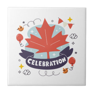 Festive Maple Leaf Celebration Tile