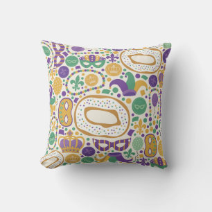 Festive Mardi Gras Celebration Cushion