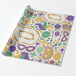 Festive Mardi Gras Celebration Wrapping Paper