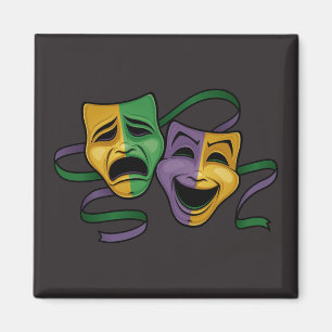 Festive Mardi Gras Happy And Sad Theatre Masks Magnet