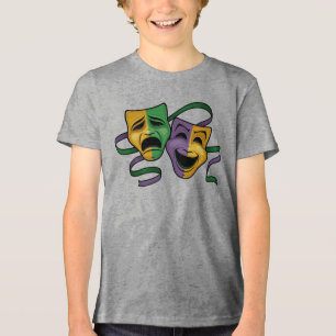 Festive Mardi Gras Happy And Sad Theatre Masks Tri-Blend Shirt