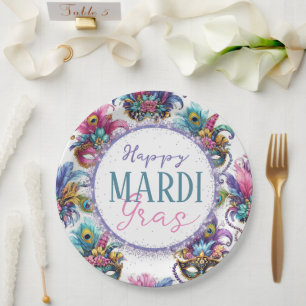Festive Mardi Gras Paper Plate