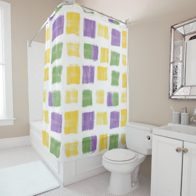 Festive Mardi Gras Shower Curtain (In Situ)