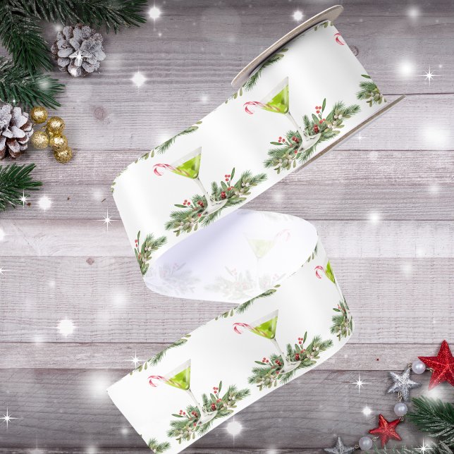 Festive Martini Pattern Candy Cane Cocktail  Satin Ribbon (Creator Uploaded)
