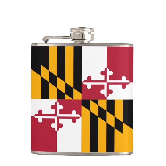 Festive Maryland State Flag Hip Flask (Front)
