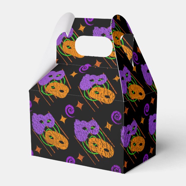 Festive Masquerade Masks Gable Favour Box (Front Side)