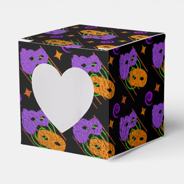 Festive Masquerade Masks Heart Favour Box (Front Side)