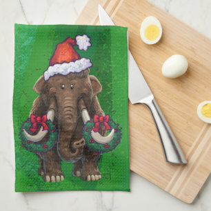 Festive Mastodon on Green Tea Towel