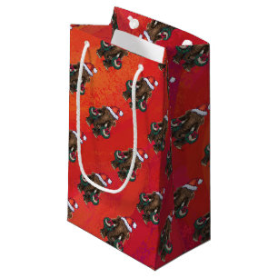 Festive Mastodon on Red Small Gift Bag