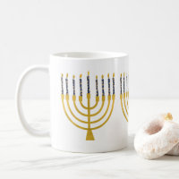 Festive Menorah Hanukkah Blue Candles