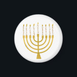 Festive Menorah Hanukkah Candles Elegant Minimal  Magnet<br><div class="desc">Faux gold foil menorah candles for your Hanukkah celebration. Whimsical menorah illustration with white stars covered celestial candles on a faux gold menorah candle stand. Minimalist menorah elegant starry Hanukkah illustrated design gifts and paper products.</div>