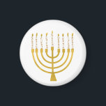 Festive Menorah Hanukkah Candles Elegant Minimal  Magnet<br><div class="desc">Faux gold foil menorah candles for your Hanukkah celebration. Whimsical menorah illustration with white stars covered celestial candles on a faux gold menorah candle stand. Minimalist menorah elegant starry Hanukkah illustrated design gifts and paper products.</div>