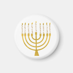 Festive Menorah Hanukkah Candles Elegant Minimal  Magnet