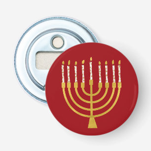 Festive Menorah Hanukkah Candles Elegant Red Bottle Opener