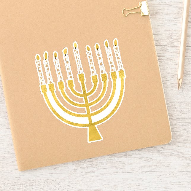 Festive Menorah Hanukkah Celestial Candles Elegant (Notebook)