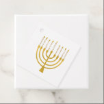 Festive Menorah Hanukkah Celestial Candles Wedding Favour Tags<br><div class="desc">Faux gold foil menorah candles for your Hanukkah celebration. Whimsical menorah illustration with white stars covered celestial candles on a faux gold menorah candle stand. Menorah elegant starry wedding Hanukkah illustrated design gifts and paper products.</div>