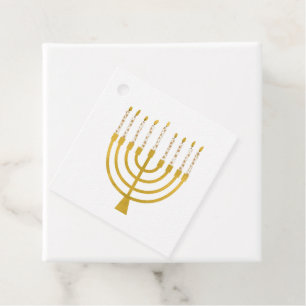 Festive Menorah Hanukkah Celestial Candles Wedding Favour Tags