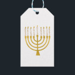 Festive Menorah Hanukkah Celestial Candles Wedding Gift Tags<br><div class="desc">Faux gold foil menorah candles for your Hanukkah celebration. Whimsical menorah illustration with white stars covered celestial candles on a faux gold menorah candle stand. Menorah elegant starry wedding Hanukkah illustrated design gifts and paper products.</div>