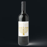 Festive Menorah Hanukkah Celestial Candles Wedding Wine Label<br><div class="desc">Faux gold foil menorah candles for your Hanukkah celebration. Whimsical menorah illustration with white stars covered celestial candles on a faux gold menorah candle stand. Menorah elegant starry wedding Hanukkah illustrated design gifts and paper products.</div>