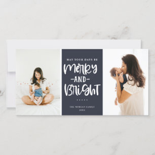 Festive Merry And Bright Blue Holiday Photo