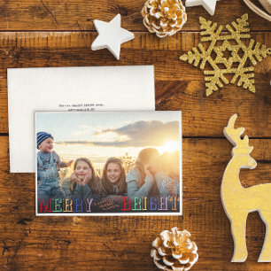 Festive Merry and Bright Christmas Photo Holiday  Card