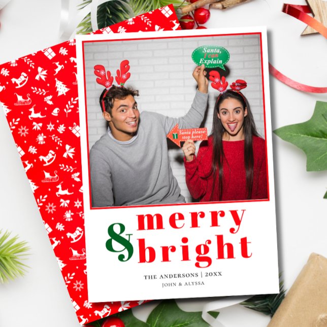 Festive Merry and Bright Christmas Photo Holiday Card (Festive Merry and Bright Christmas Photo Holiday Card)
