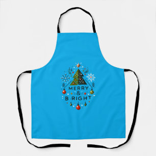 Festive Merry and Bright Christmas Tree Design Apron