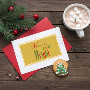 Festive Merry and Bright in Vintage Stripes  Rectangular Sticker