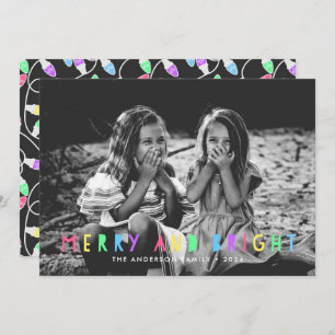 Festive Merry and Bright Single Photo Christmas Holiday Card
