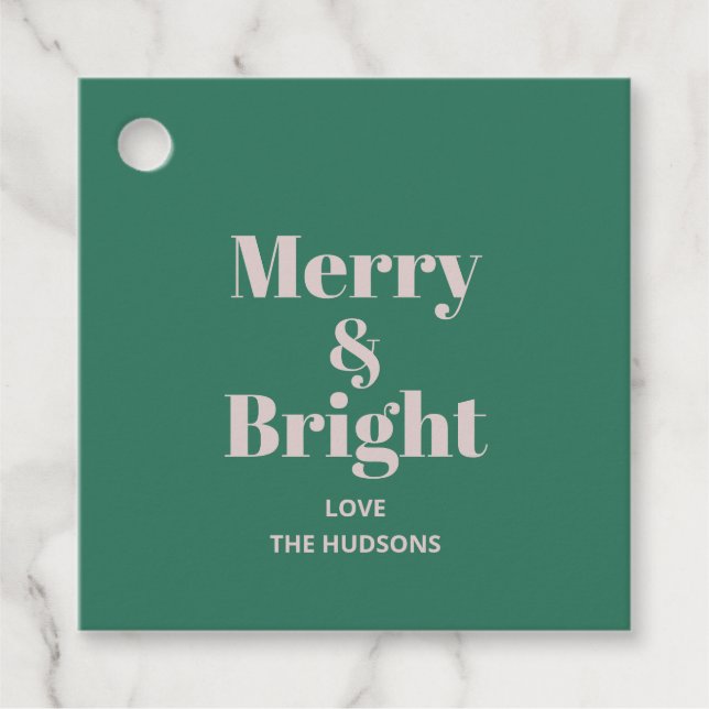 Festive Merry & Bright Christmas Favour Tags (Front)
